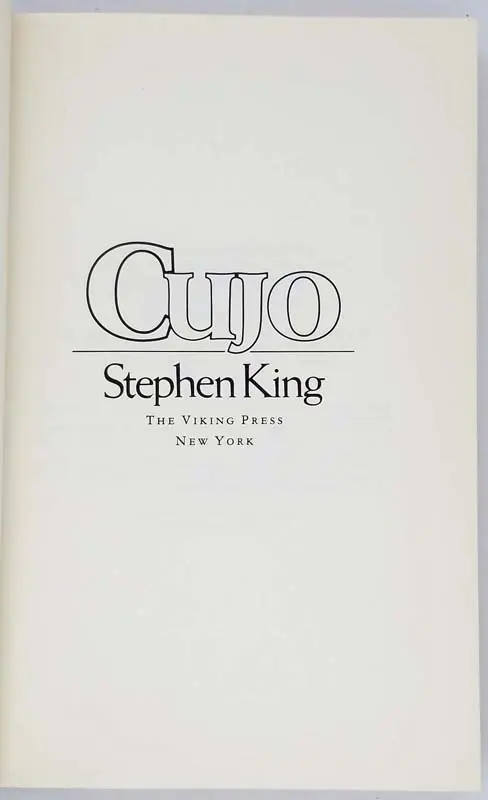 Cujo - Stephen King 1981 | 1st Edition Cujo - Stephen King 1981