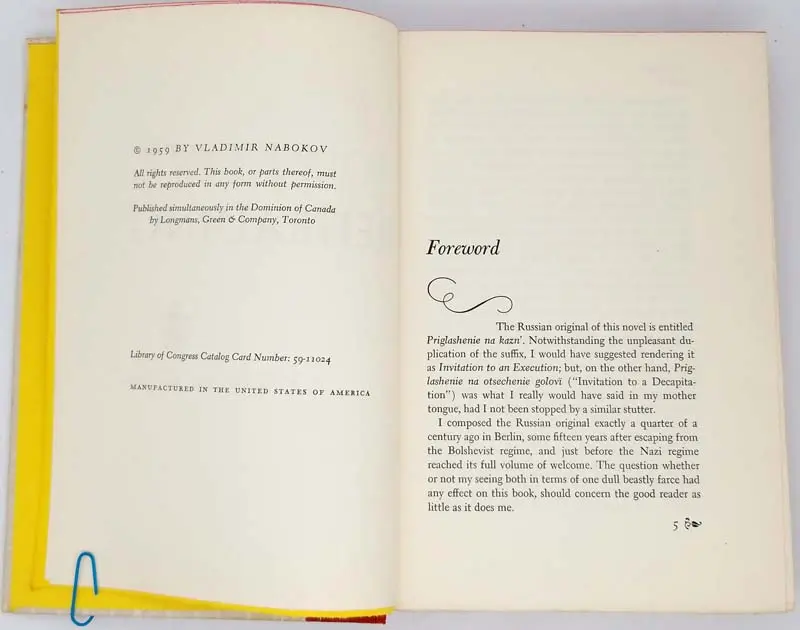Invitation to a Beheading - Vladimir Nabokov 1959