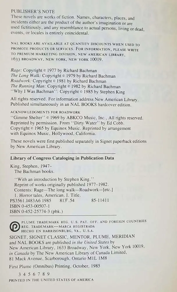 The Bachman Books - Stephen King 1985