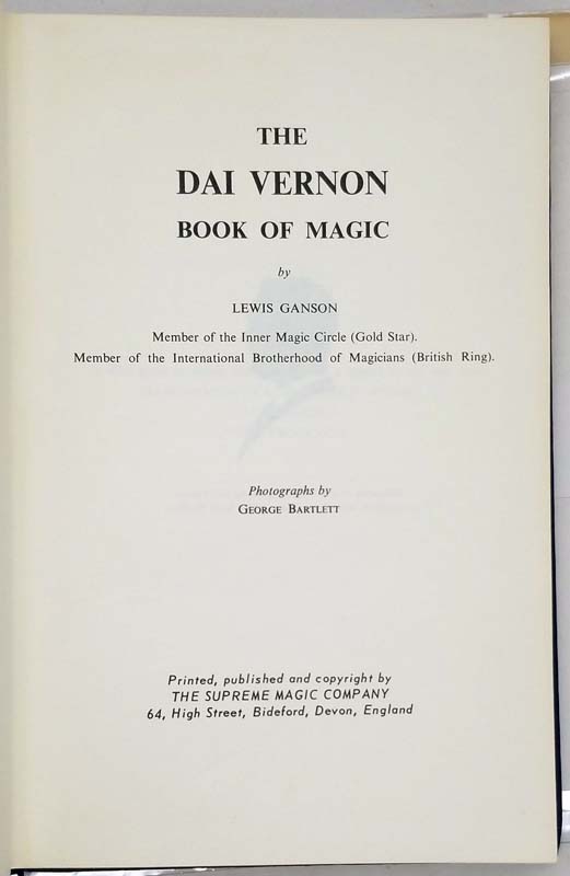 The Dai Vernon Books of Magic - Lewis Ganson 1957