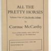 All the Pretty Horses - Cormac McCarthy ARC Uncorected Proof 1992