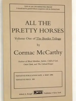All the Pretty Horses - Cormac McCarthy ARC Uncorected Proof 1992