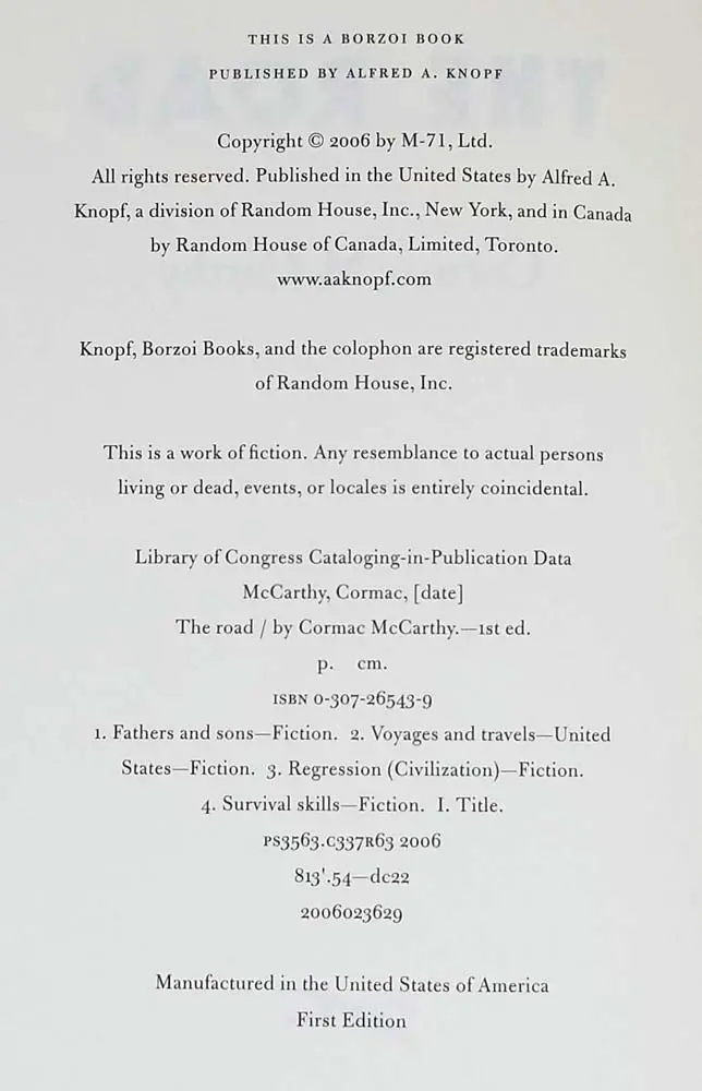 The Road - Cormac McCarthy 2006 | 1st Edition