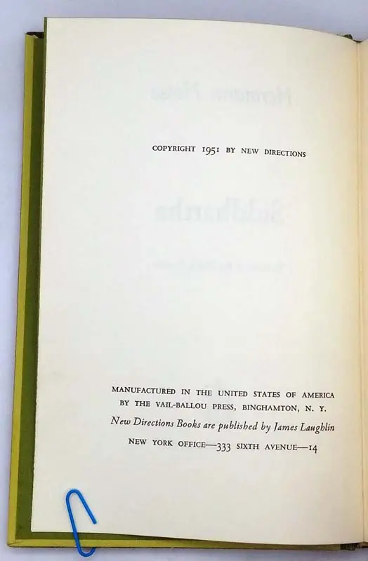 Siddhartha - Herman Hesse 1951| 1st Edition
