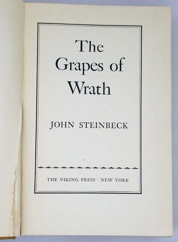 The Grapes of Wrath - John Steinbeck 1939 | 1st Edition
