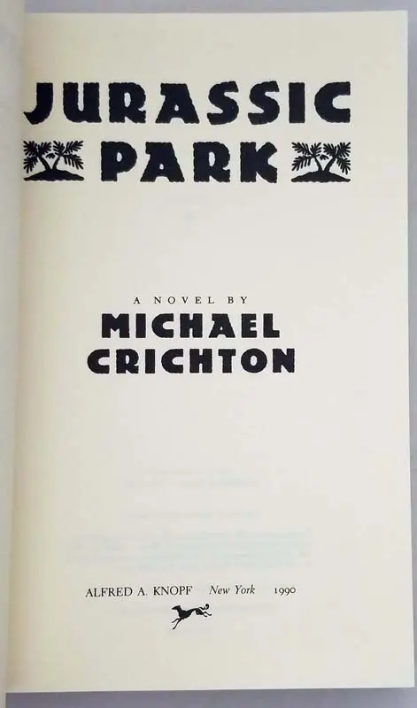 Jurassic Park - Michael Crichton ARC Uncorrected Proof 1990