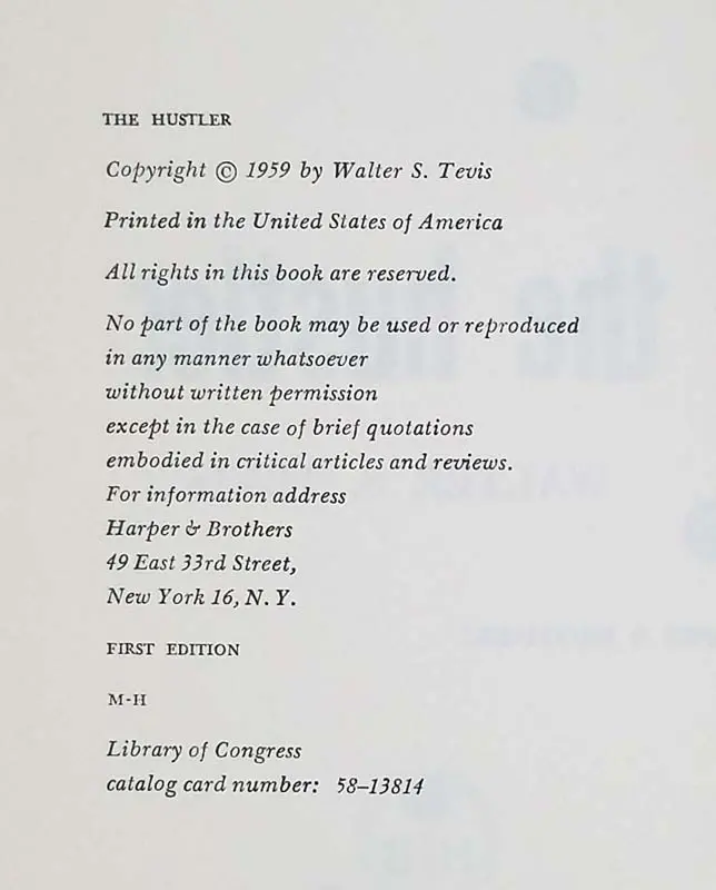 The Hustler - Walter Tevis 1959 | 1st Edition The Hustler - Walter Tevis 1959 1st Edition
