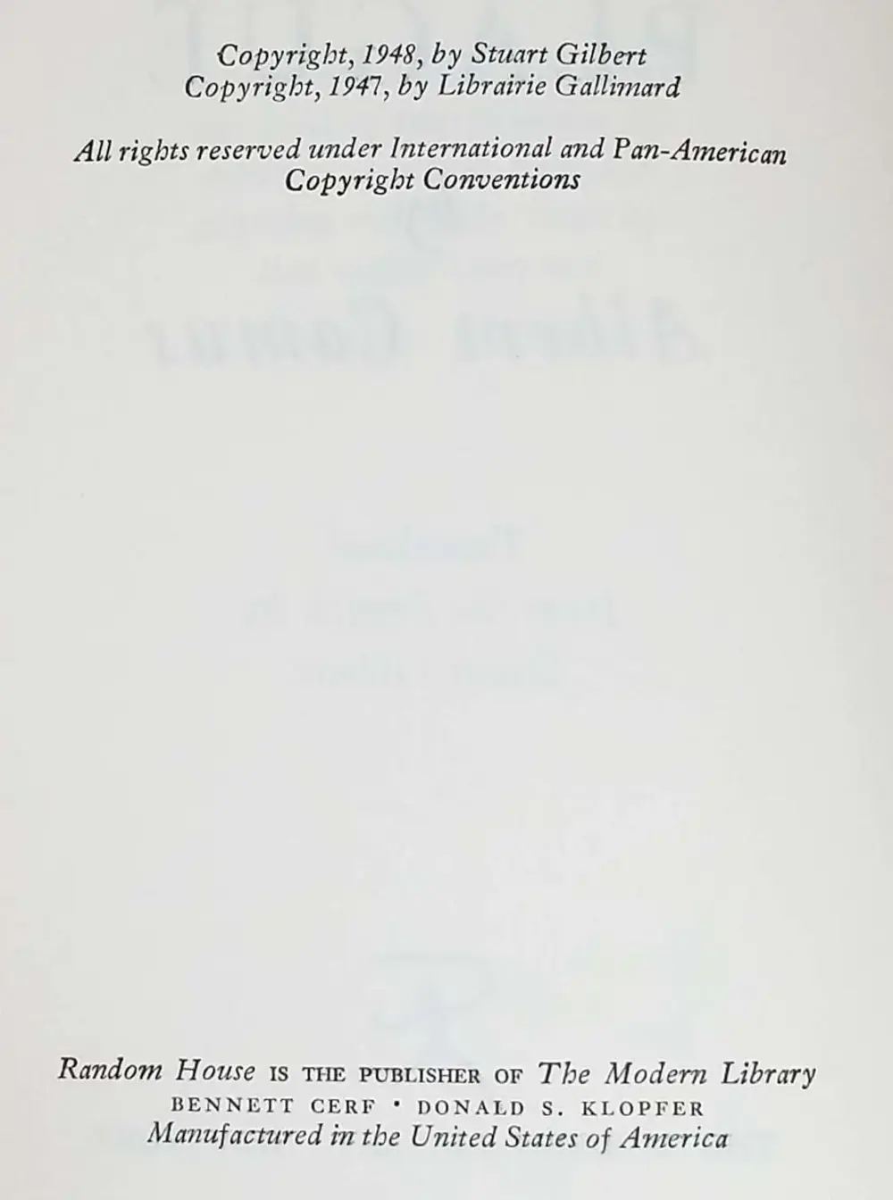 The Plague - Albert Camus 1948 Modern Library