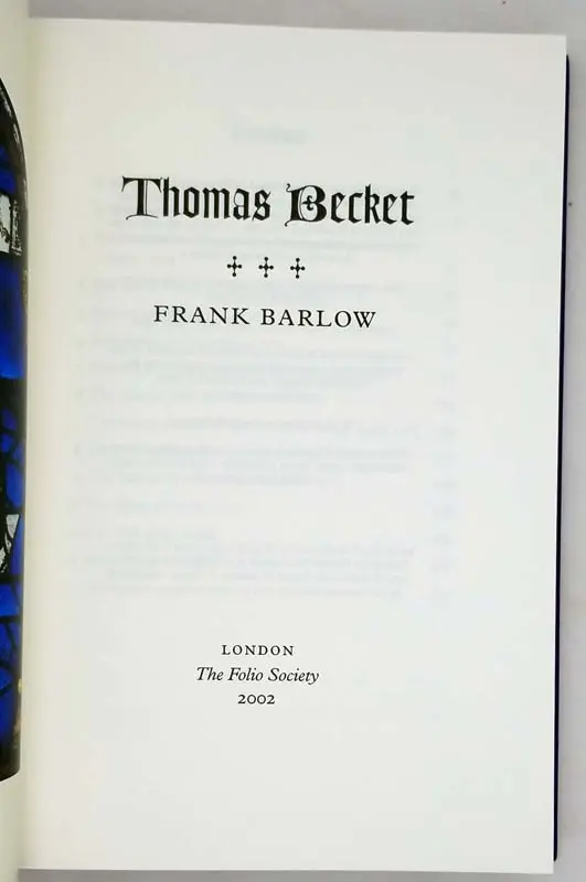 Thomas Becket - Frank Barlow 2002 | Folio Society