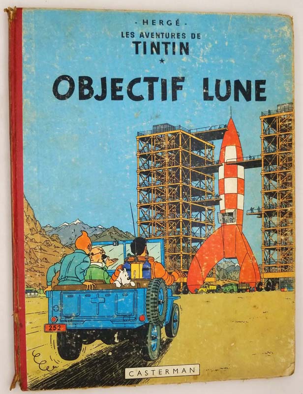 Tintin Objectif Lune - Hergé 1953  Rare First Edition Books - Golden