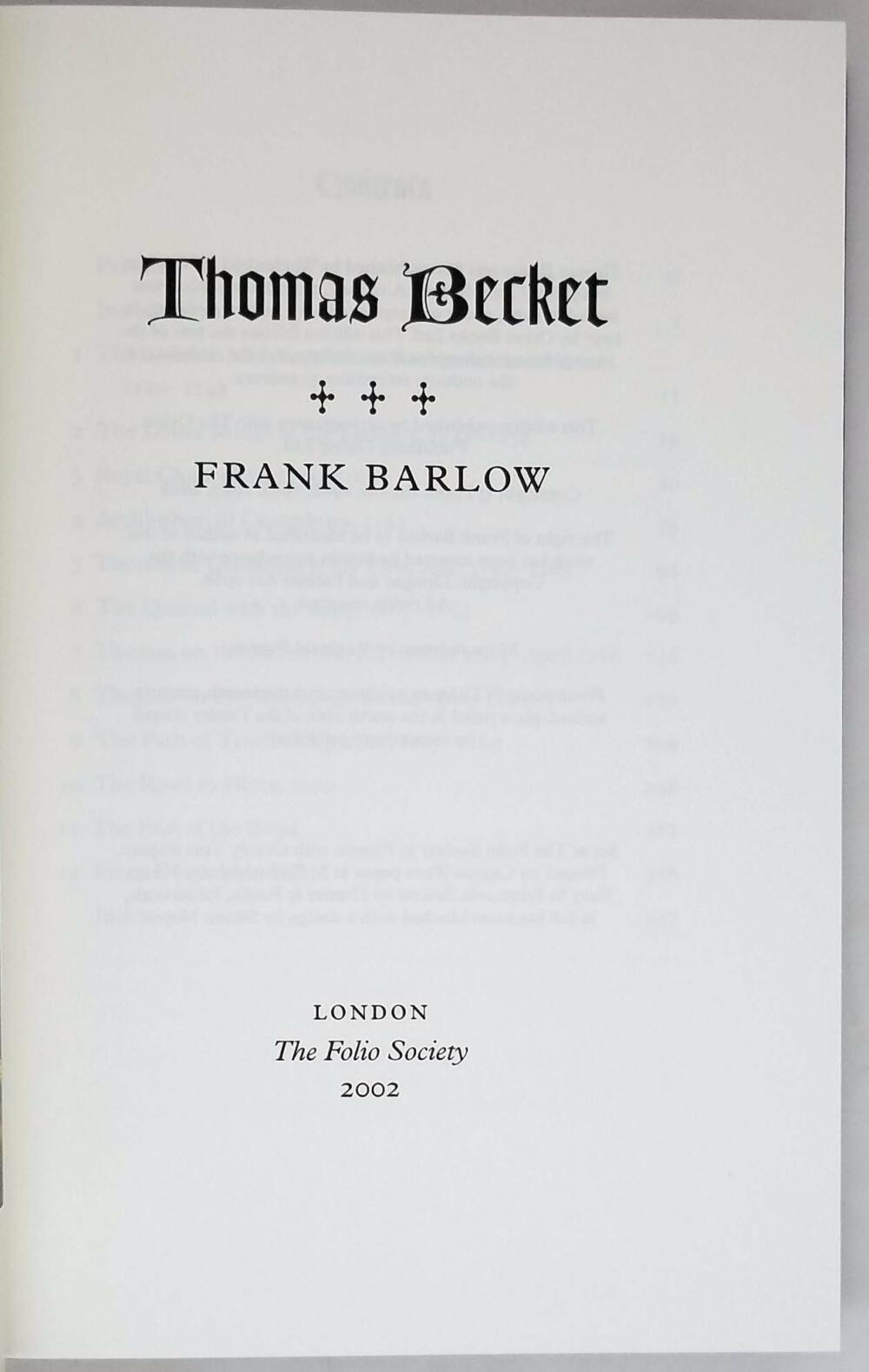 Thomas Becket - Frank Barlow 2002 | Folio Society