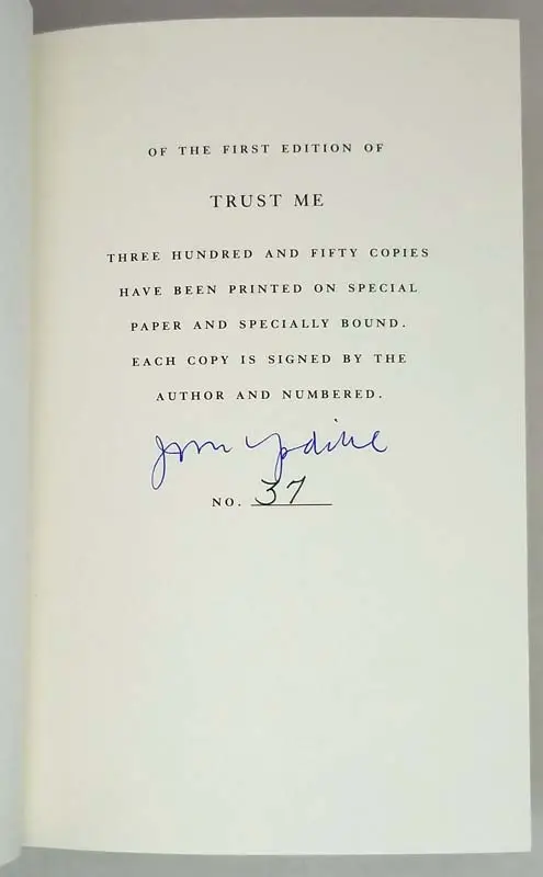 Trust Me - John Updike 1987 | Limited Edition SIGNED Trust Me - John Updike 1987 | Limited Edition SIGNED