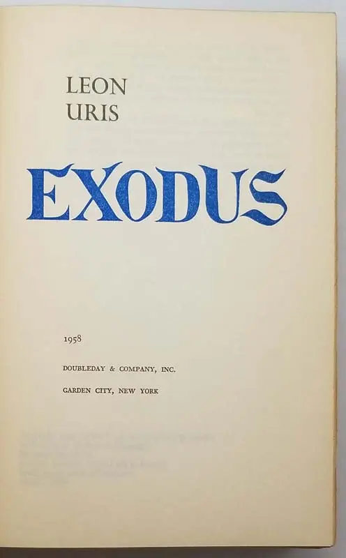 Exodus: A Novel of Israel - Leon Uris 1958 | 1st Edition