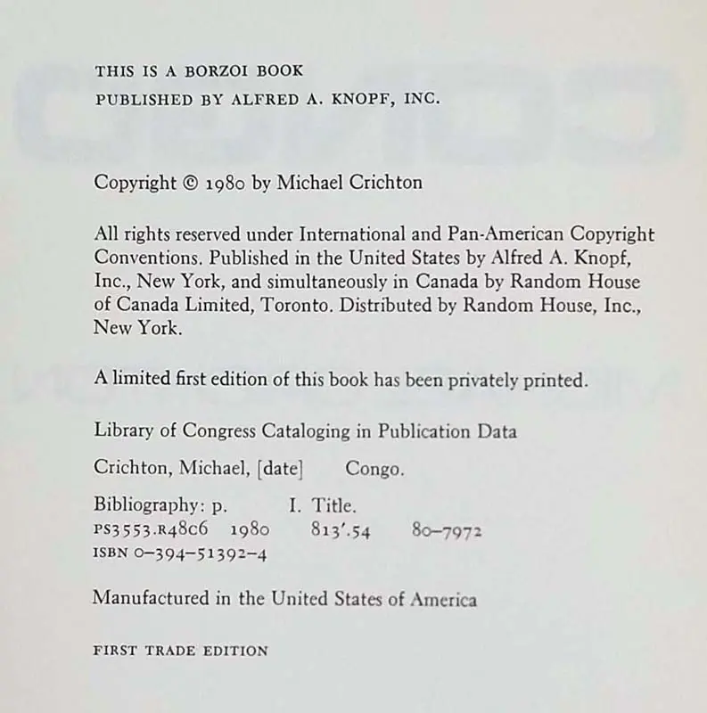 Congo - Michael Crichton 1980 | 1st Edition