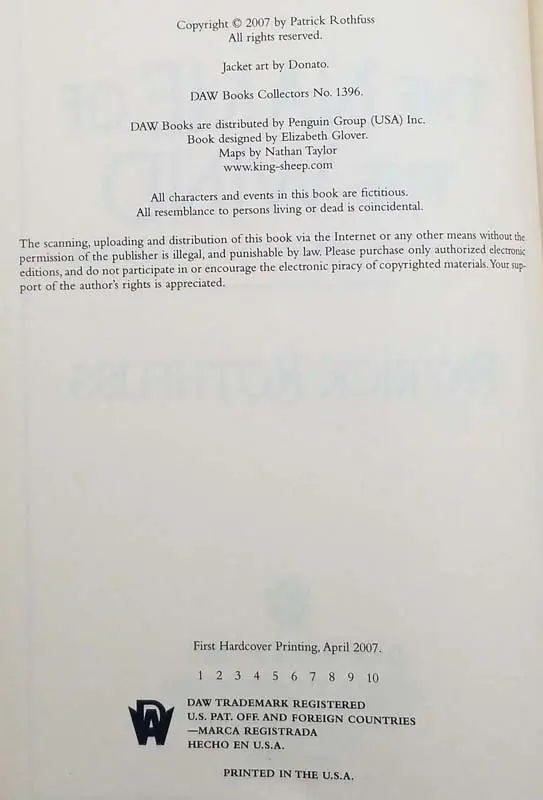 The Name of the Wind - Patrick Rothfuss 2007 | 1st Edition