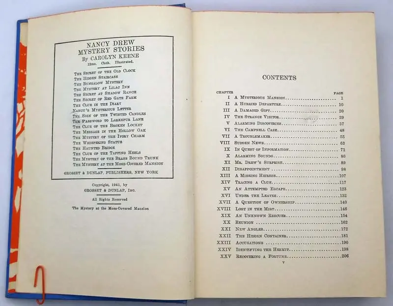 Nancy Drew - Mystery at the Moss-Covered Mansion 1941A-1 | 1st Edition Nancy Drew - Mystery at the Moss-Covered Mansion 1941 | 1st Edition