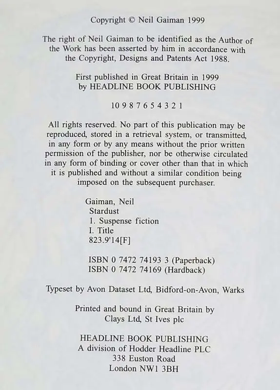 Stardust - Neil Gaiman 1999 | 1st Edition