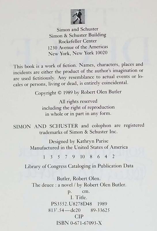 The Deuce - Robert Olen Butler 1989 | 1st Edition SIGNED