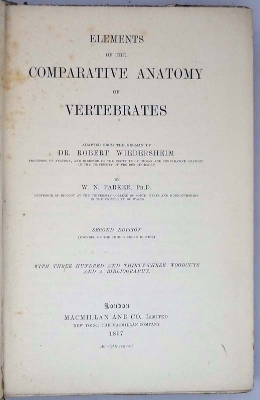 Elements of the Comparative Anatomy of Vertebrates - Robert Wiedersheim 1897