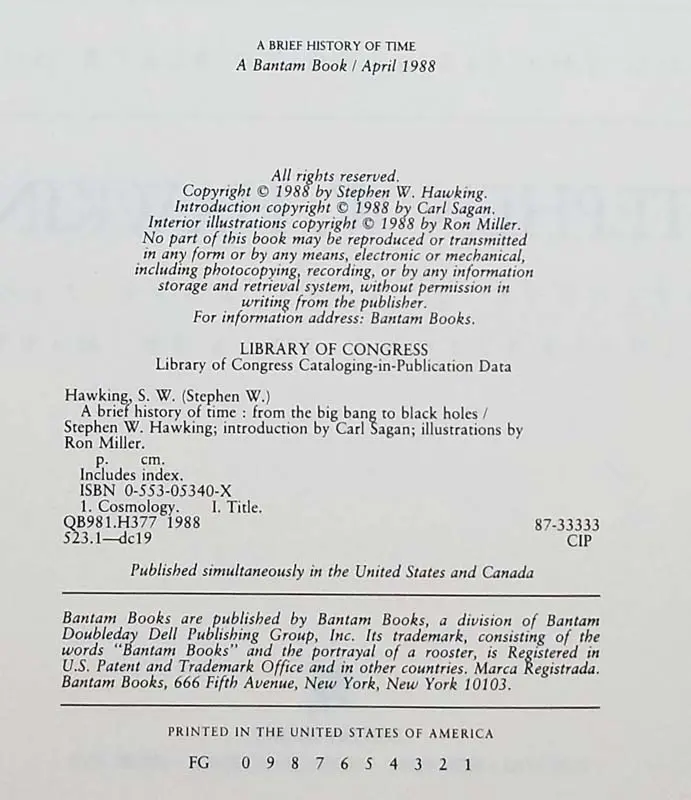 A Brief History of Time - Stephen Hawking 1988 | 1st Edition A Brief History of Time - Stephen Hawking 1988 | 1st Edition