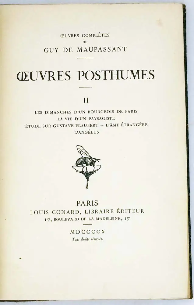 Oeuvres Posthumes - Guy de Maupassant 1910 | 1st Edition