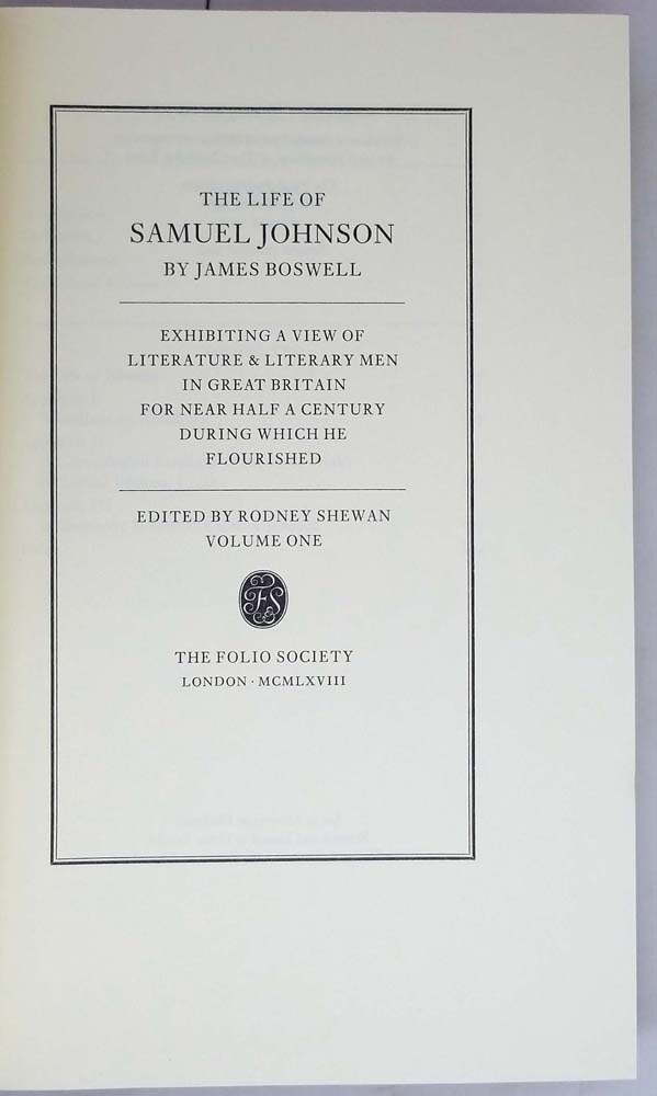 The Life of Samuel Johnson - James Bosswell 1990 | Folio Society