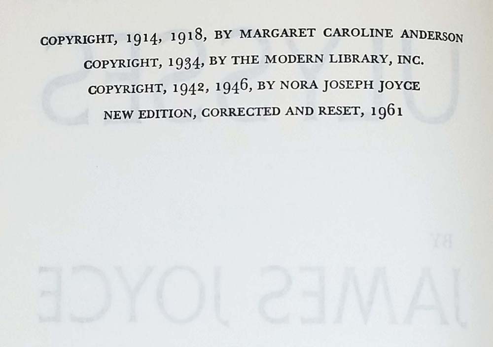Ulysses - James Joyce 1961 | Modern Library Giant