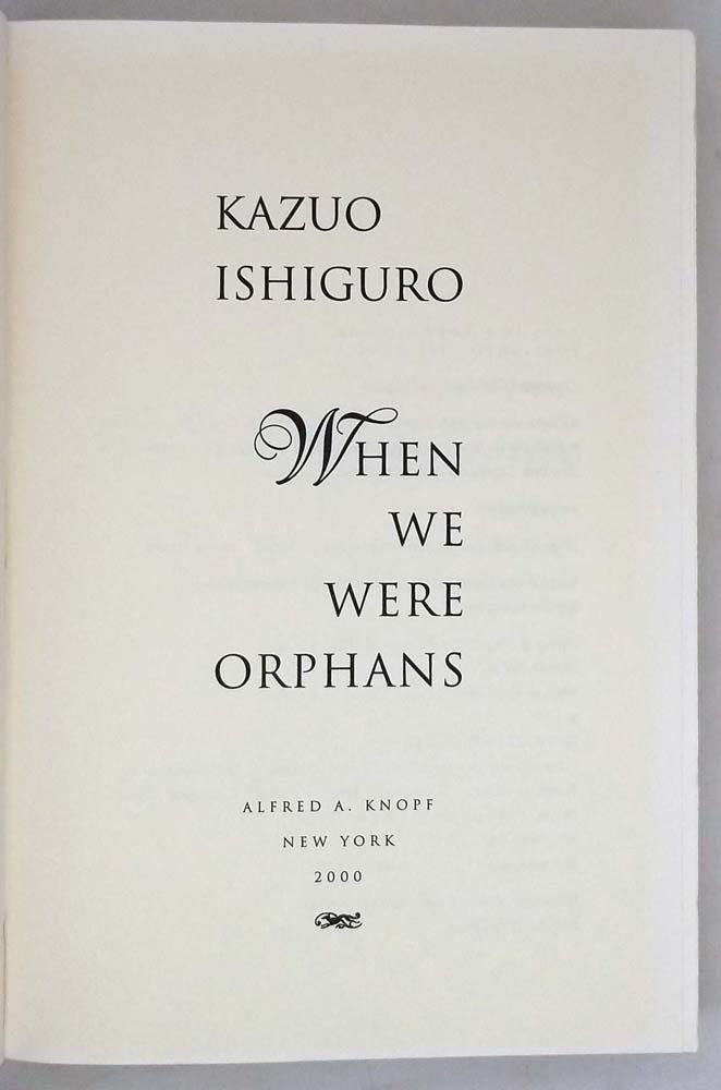 When We Were Orphans - Kazuo Ishiguro 2000 | 1st Edition