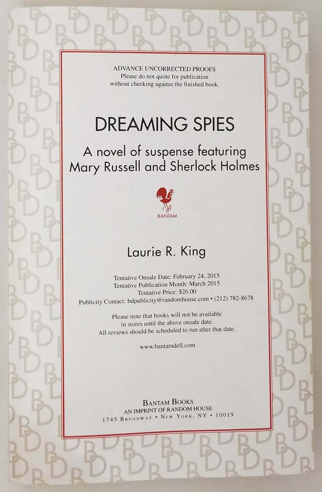 Dreaming Spies - Laurie R. King 2015 | 1st Edition ARC Proof Copy