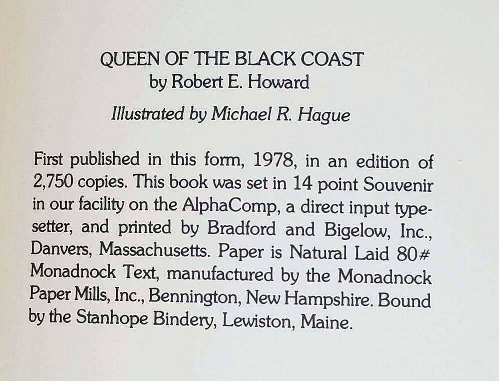 Queen of the Black Coast - Robert E. Howard (Illus. Michael Hague) | 1st Edition SIGNED