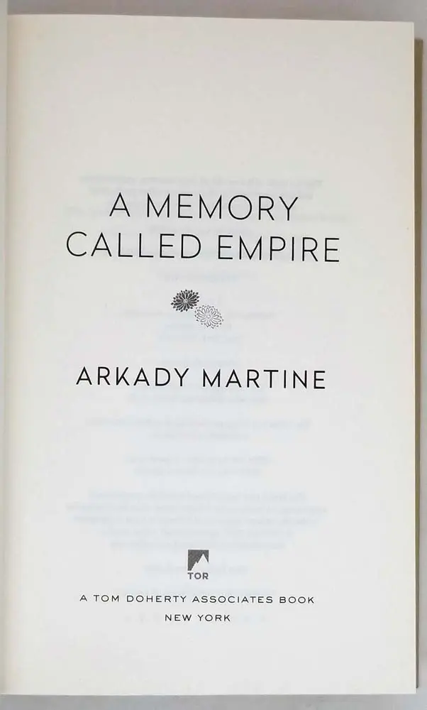 A Memory Called Empire - Arkady Martine 2019 | 1st Edition