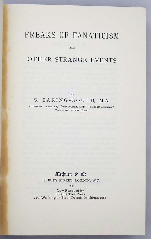 Freaks of fanaticism and other strange events - S. Baring Gould 1968