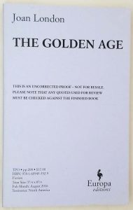 Author:  Publisher:  Binding:  Condition:  Size:  Attributes:  First edition, an Advance Reader Copy, Uncorrected Proof. Binding tight, internally fine, unmarked. In Fine condition.