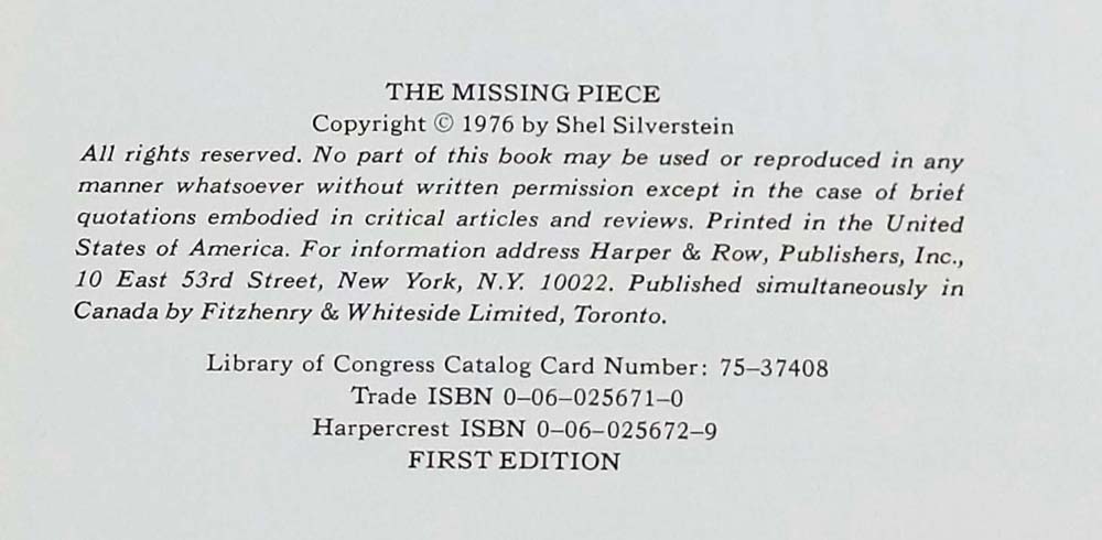 The Missing Piece - Shel Silverstein 1976 | 1st Edition