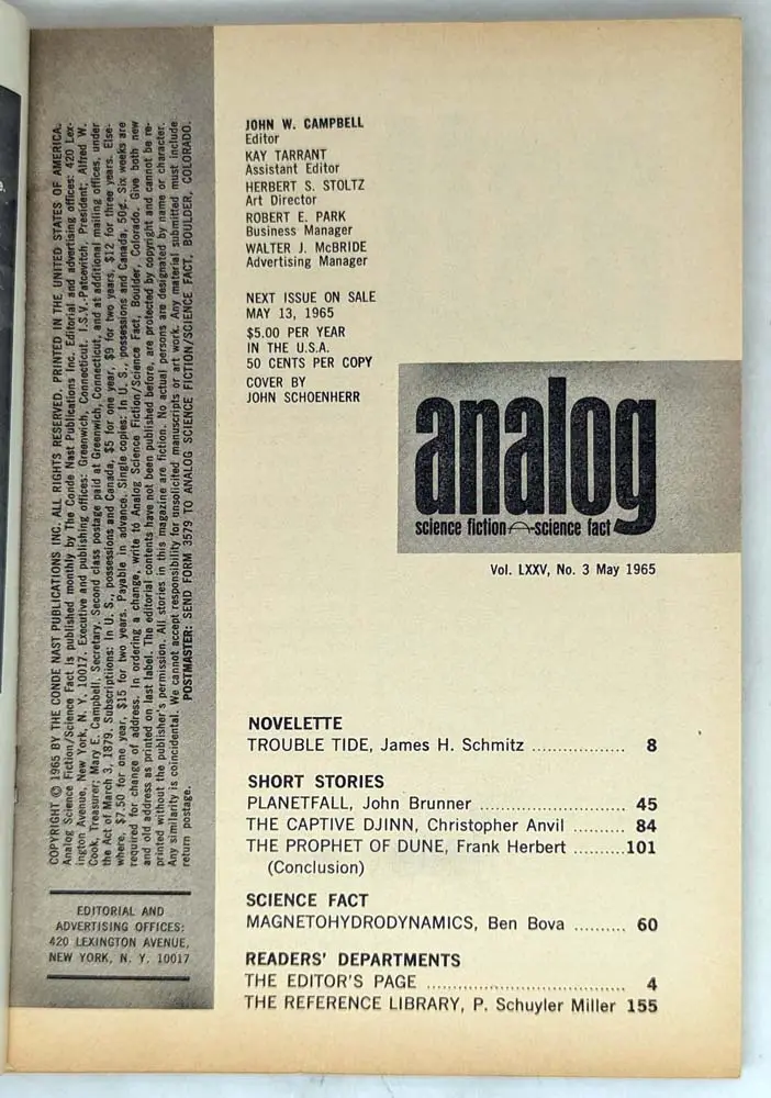 Prophet of Dune - Frank Herbert (Analog Magazine, May 1965)