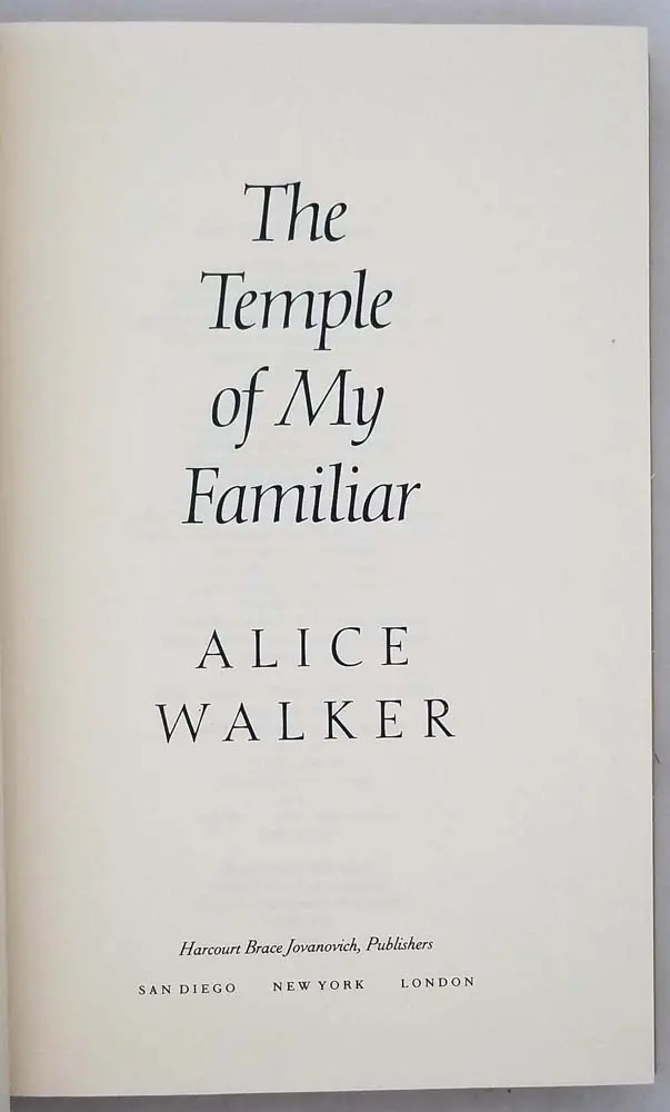 The Temple of My Familiar - Alice Walker 1989 | 1st Edition The Temple of My Familiar - Alice Walker 1989 | 1st Edition