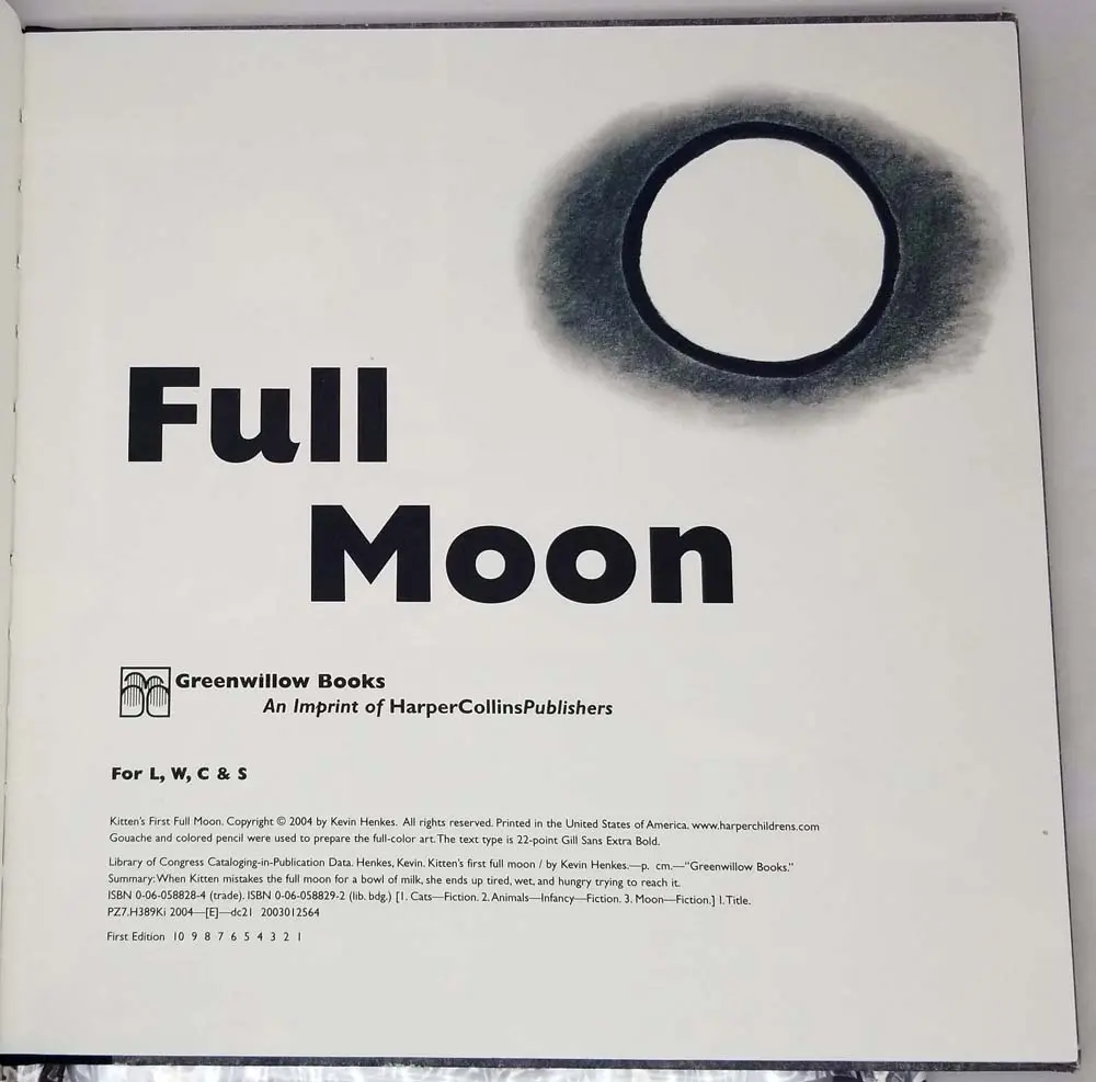 Kitten's First Full Moon - Kevin Henkes 2004 | 1st Edition