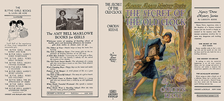 First edition Dust Jacket Identification Points for Nancy Drew 01 - Secret of the Old Clock 1930A-1