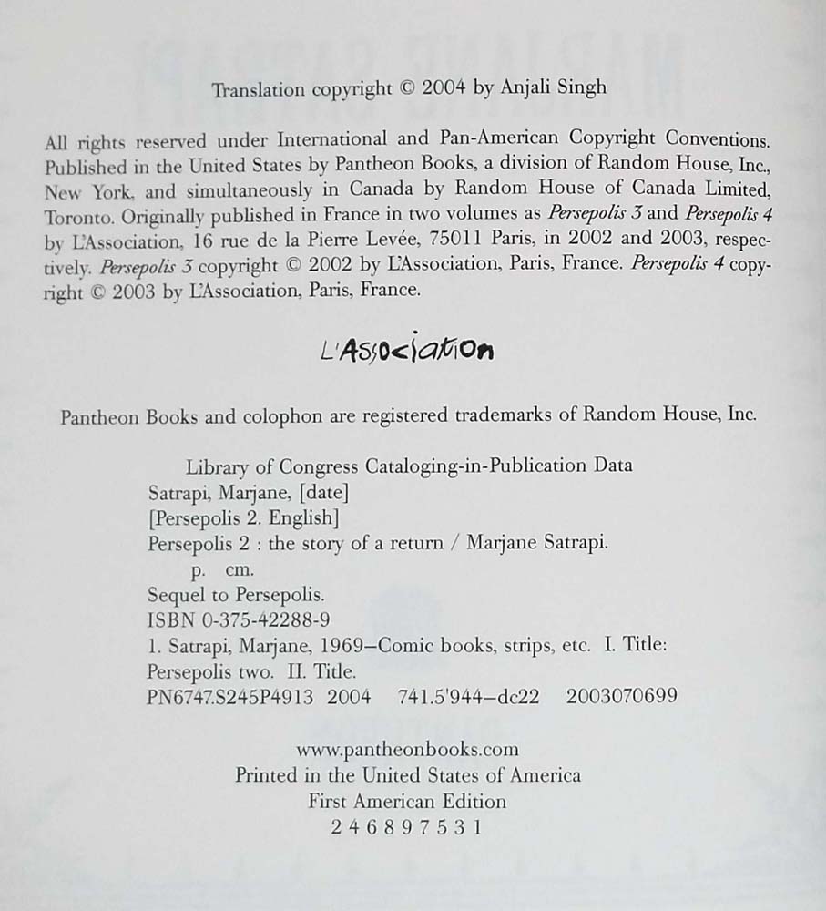 Persepolis 2: The Story of a Return - Marjane Satrapi 2004 | 1st Edition