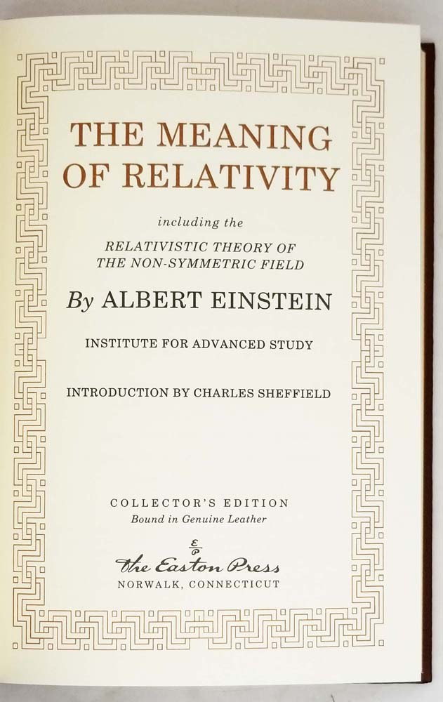 Meaning of Relativity - Albert Einstein | Easton Press 1994