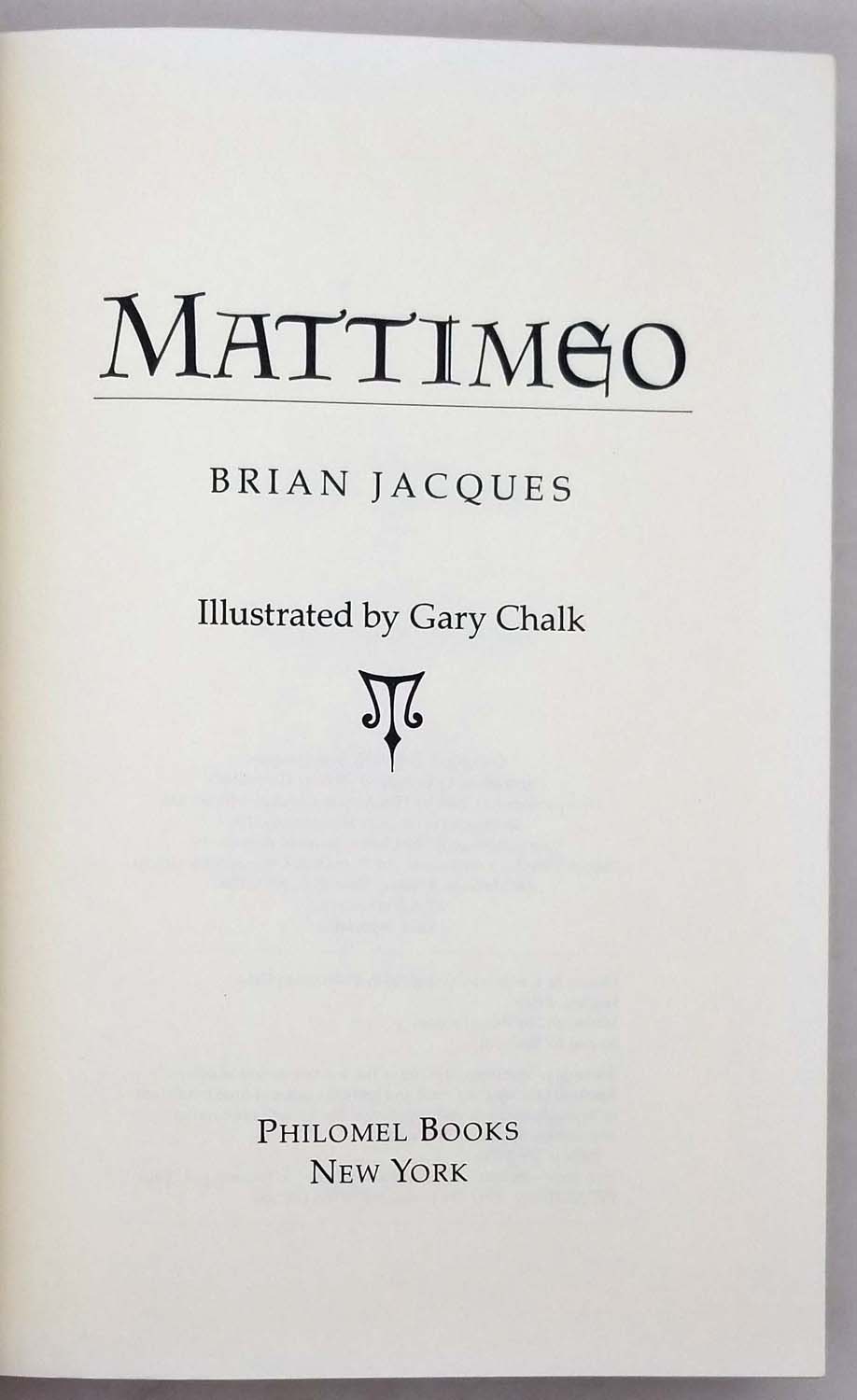Mattimeo - Brian Jacques 1990 | 1st Edition