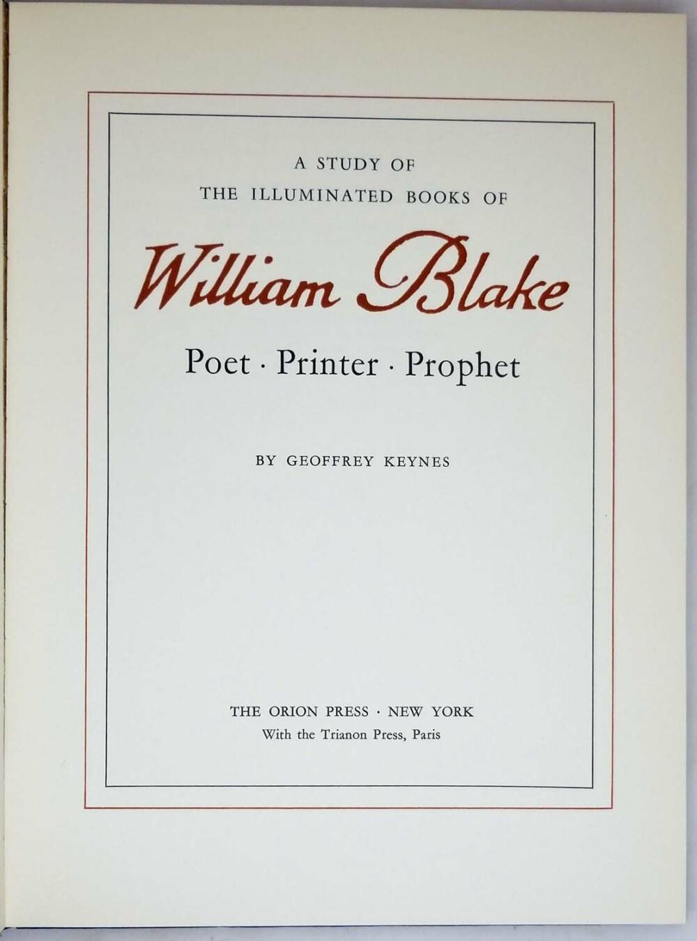 A Study of the Illuminated Books of William Blake - Geoffrey Keynes 1964 | 1st Edition