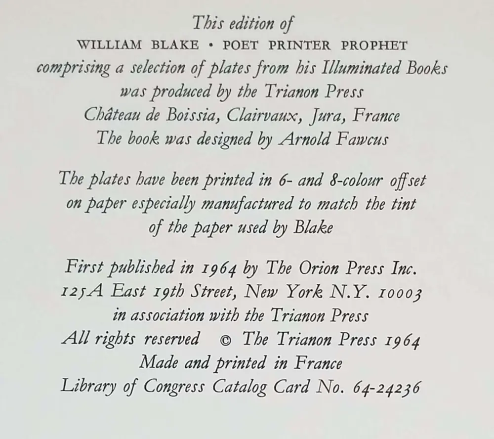 A Study of the Illuminated Books of William Blake - Geoffrey Keynes 1964 | 1st Edition