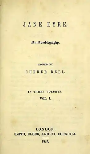 Jane Eyre Title Page Jane Eyre Title Page - 1847
