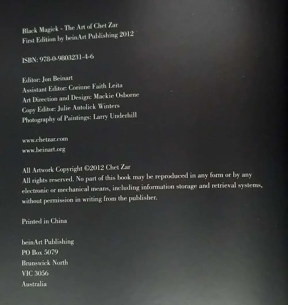 Black Magick: The Art of Chet Zar - Chet Zar 2012 | 1st Edition SIGNED