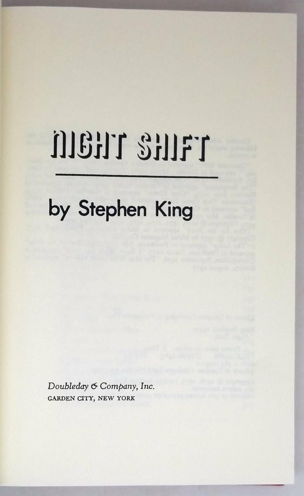 Night Shift - Stephen King 1978 BCE