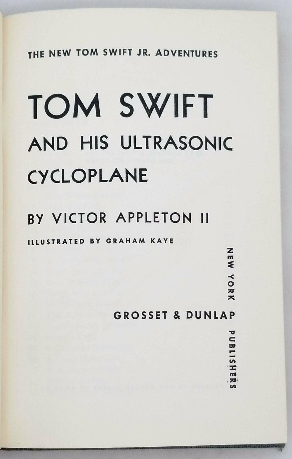 Tom Swift and His Ultrasonic Cycloplane 1957 (Book 10)