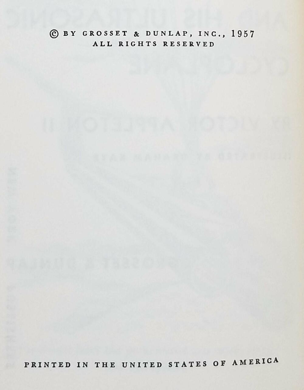 Tom Swift and His Ultrasonic Cycloplane 1957 (Book 10)