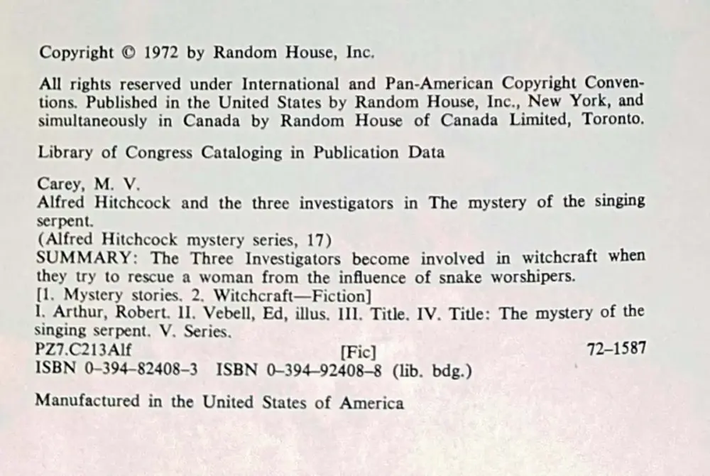 Mystery of the Singing Serpent - Hitchcock & the Three Investigators #17 | 1st Edition