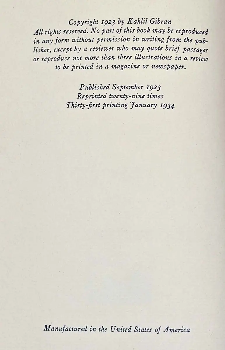 The Prophet - Kahlil Gibran 1934
